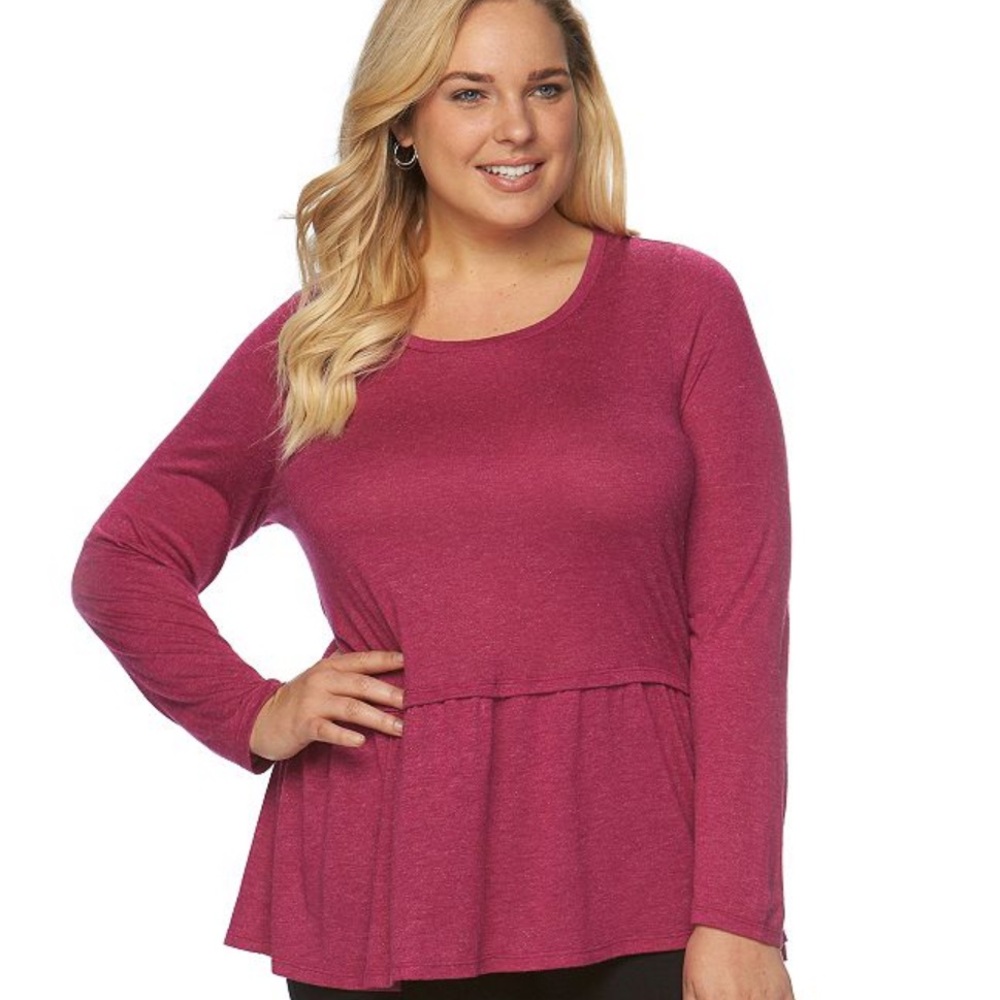 Apt. 9 Women's Pink Berry Long Sleeve Top 1X NWT